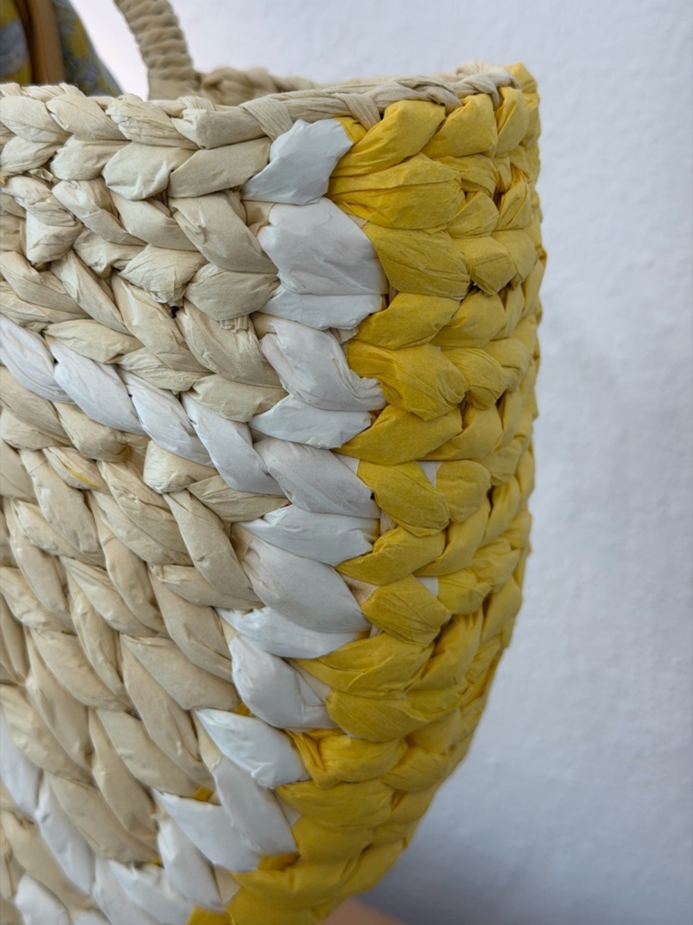 Target Straw Half-Moon Lemon Tote with Green Scarf - Natural/White/Yellow - Picture 3 of 5